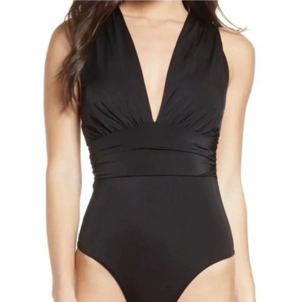 NWT Chelsea28 Black One-Piece Convertible Swimsuit S